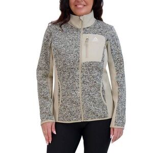 Reebok Women's Jacquard Fleece Workout Jacket Sz L beige